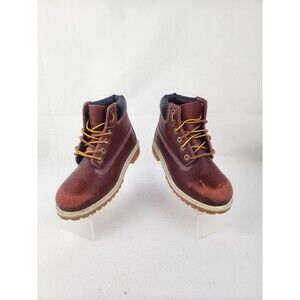 Timberland Boots Kids Size 1M Shoes Maroon Red Waterproof Hiking Trail Outdoor